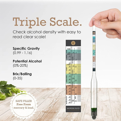 Brewer's Elite Hidrómetro Para Medición Casera De Vinos Etc