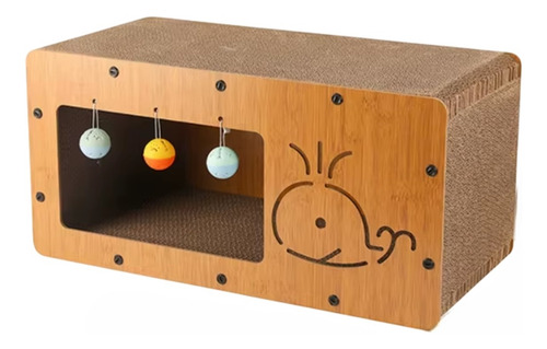 Arranhador Retângular Casa Pet Dois Níveis Com Bolinhas.