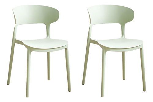 Set De 2 Sillas De Comedor Plástico Cielo - Cassias Liso Verde Claro Verde Claro