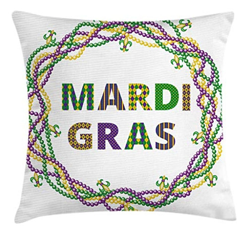 Ambesonne Mardi Gras Throw Pillow Cushion Cover, Vivid Beads