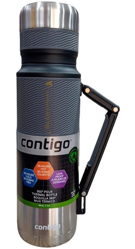 Imagen 5 de 10 de Termo Acero Inoxidable Contigo 1,1 Lts Manija 35hs Caliente