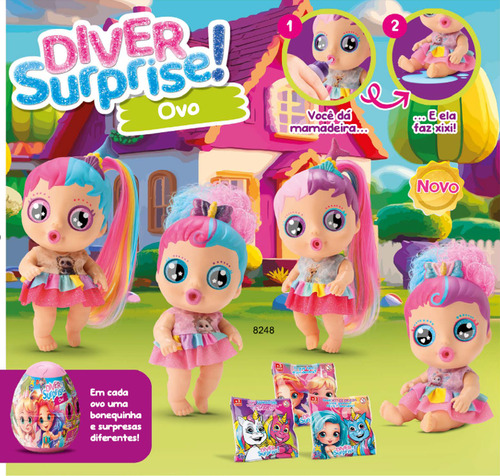 Boneca Diver Surprise No Ovo Faz Xixi - Divertoys