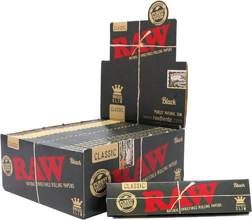 Caixa De Seda Raw Classic Black Kingsize Slim