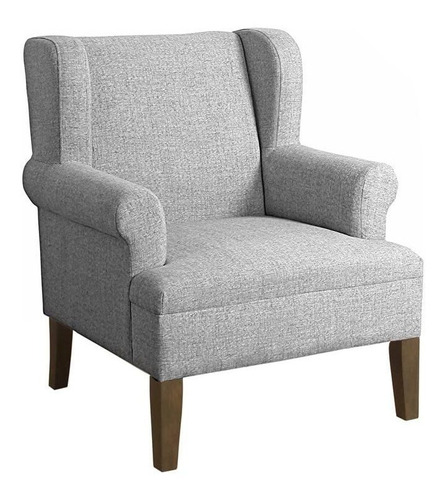 Pemberly Row Silla Tradicional Wingback Madera Tela Gris