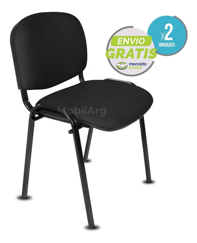 Imagen 3 de 8 de Silla Apilable Oficina Fija Tapizada Pack X2 Unidades Tela/ecocuero A Eleccion + Envio Gratis C/ Garantia