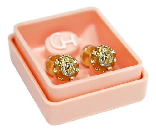 comprar Aritos Abridores Perno De Oro Piedra Engarzada6mm  Bebe Nena
