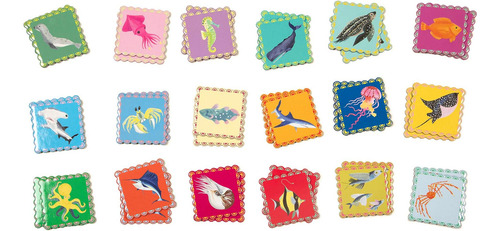 Eeboo: Sea Little Square Juego De Memoria Y Combinación, Div