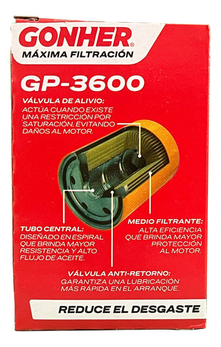 Filtro Para Aceite Gonher Gp-3600