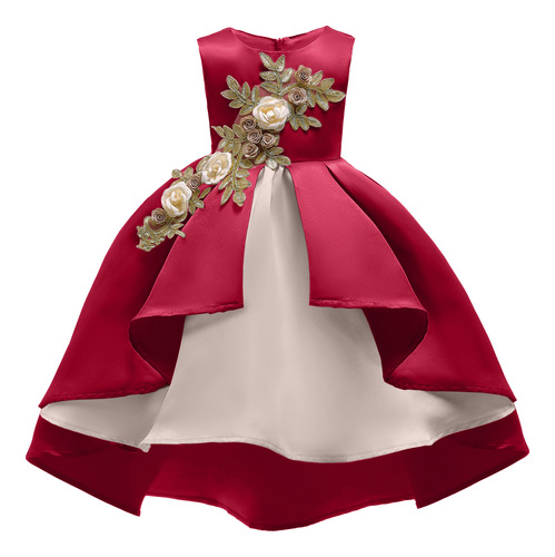 Vestido De Fiesta Con Bordado Flores De Princesa Para Niñas
