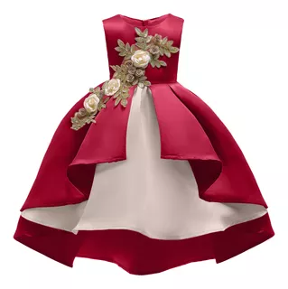 Vestido De Fiesta Con Bordado Flores De Princesa Para Niñas