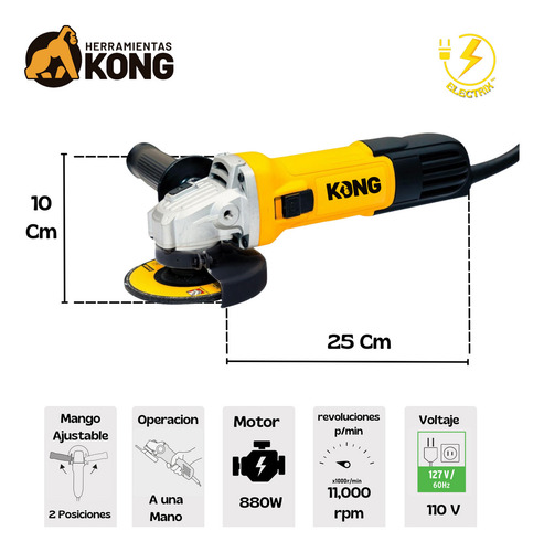 Rotomartillo Taladro Sds Esmeriladora Set 3 con maletín Kong KO 300