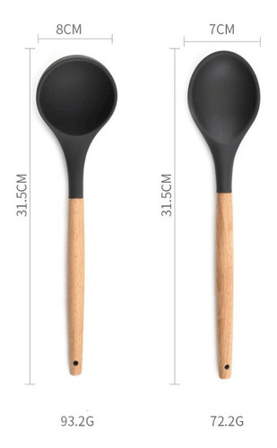 Imagen 3 de 7 de Utensilios Cocina Batidor Mango Madera Punta Silicona Set 9.