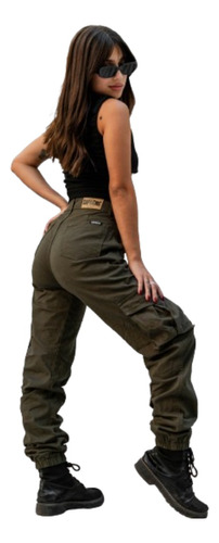 Pantalón Jogger Cargo Tiro Alto Gabardina Calidad Premium 