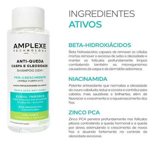 2u Shampoo Amplexe 3 Em 1 Antiqueda, Cas E Ole De 250ml Cada