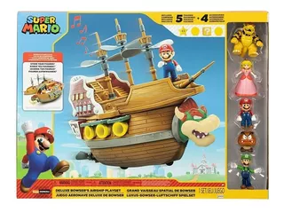 Set Super Mario Aeronave Barco De Bowser + 5 Personajes 2.5