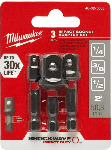 Imagen 3 de 3 de Adaptador Impacto Milwaukee 3 Uno Encastre 1/4 4832-5033
