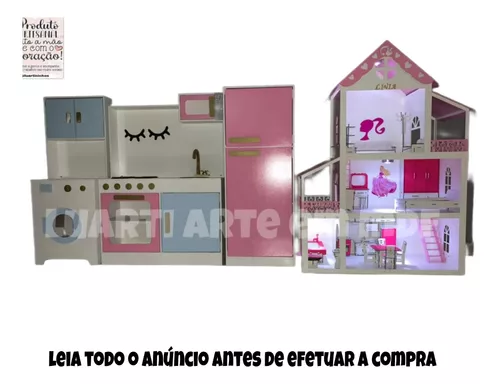 Casa grande Barbie MDF 1.30 Altura , completa, nome e luz