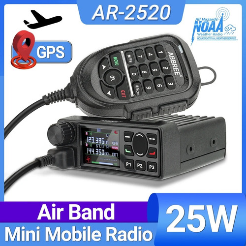 Radio Movil Dual Band Vhf Uhf Banda Aérea Abree Ar2520 Gps