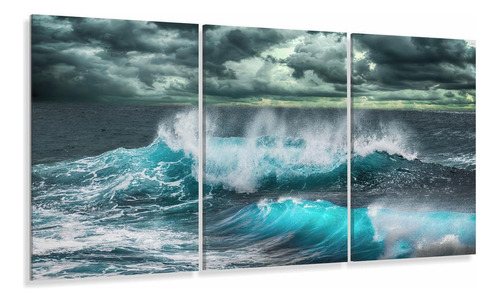 Quadro Decorativo Wall Frame Ondas Do Mar Praia 120x60cm