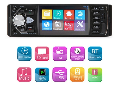 Imagen 1 de 7 de Radio Multimedia Pantalla 4.1 1 Din Con Camara De Reversa