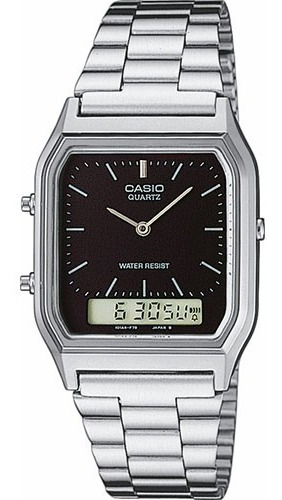Reloj Casio Aq-230a-1d Plata, Negro Doble Tiempo Unisex