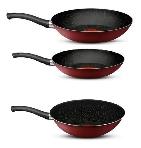 Setx3 Sarten 24 + 30 + Wok Tefal Red Surprise Antiadherente