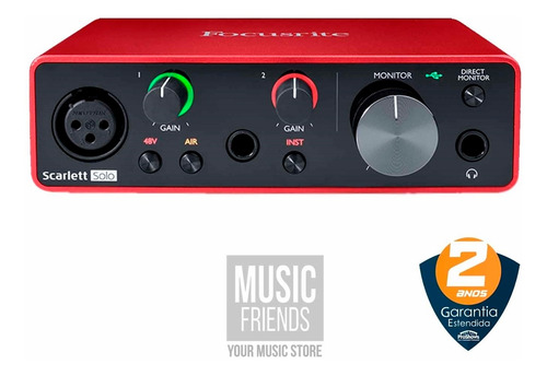 Imagem 2 de 6 de Interface De Áudio Focusrite Scarlett Solo Geração 3 Placa De Gravação Usb Original Modelo Novo Com Nf E Garantia