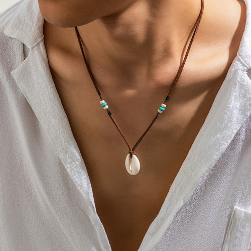 Gargantilla Con Colgante De Concha Étnica Para Hombre, Joyer