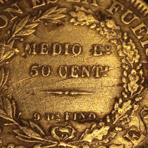 Moneda De Plata Antigua 1896 50 Centavos República Boliviana (Usado)