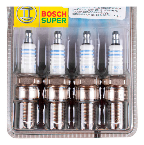 Kit 4 Bujias 0241236839 Tsuru 8 Val Bosch Golf 3 Elec Cobre