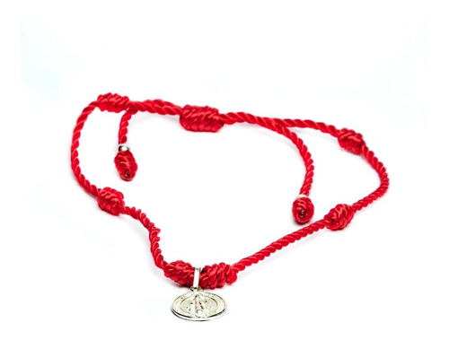Imagen 2 de 4 de Pulsera Protección Hilo Rojo, San Benito Y 2 Cuentas Plata
