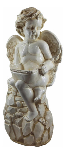 Angel Hermoso Con Charola, Estatua Decorativa 55 Cm Yeso 