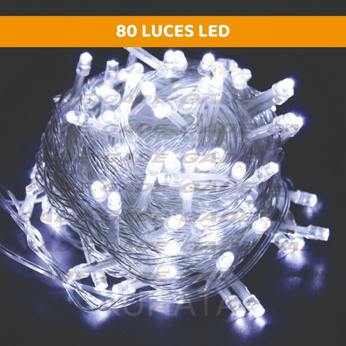Imagen 5 de 8 de Luces Luz Led Guirnalda Tira 80 Luces Blancas 10m A Pila