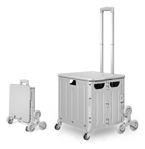 Carrito De Compras Plegable Ruedas Resistente 38 X 33 Cm Color Gris