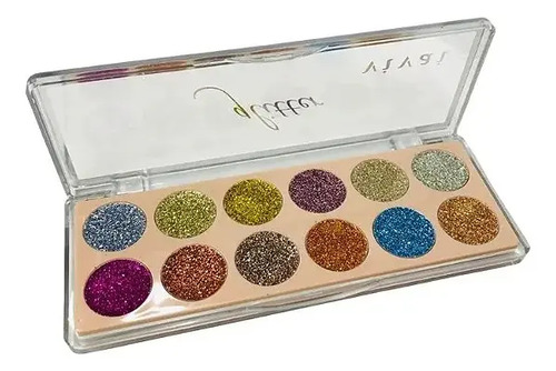 Paleta Sombras Glitter Vivai 12 Cores Coloridas