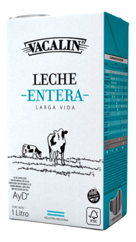 Leche Entera Larga Vida Vacalin X1lt