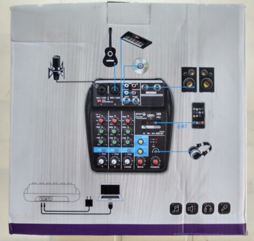 Mesa De Som Mixing Console 4 Canais.