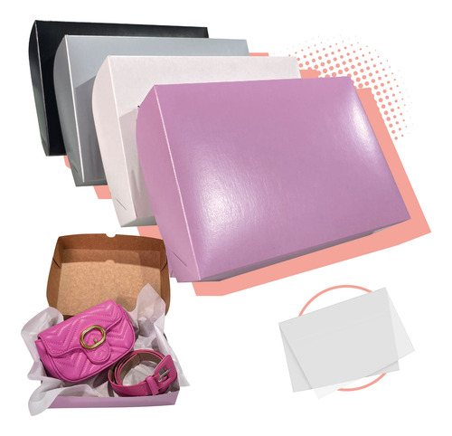 Kit 20 Caixas De Presente Com Papel De Seda 22x15,5x5cm
