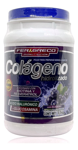 Suplemento en polvo Fer & Greco  Colágeno Hidrolizado sabor blueberry en pote de 1.1kg