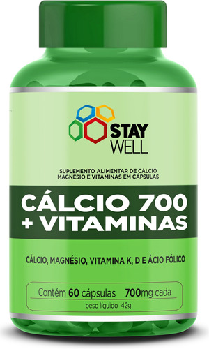 Cálcio Com Vitaminas 700mg Alta Concentração Com Insumos Importados - 60 Cápsulas