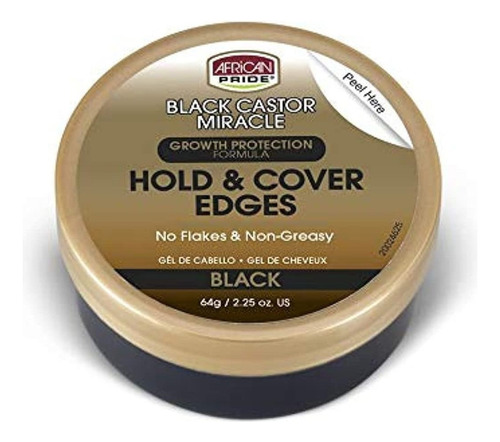 African Pride Black Castor Miracle Hold & Cover Bordes  .