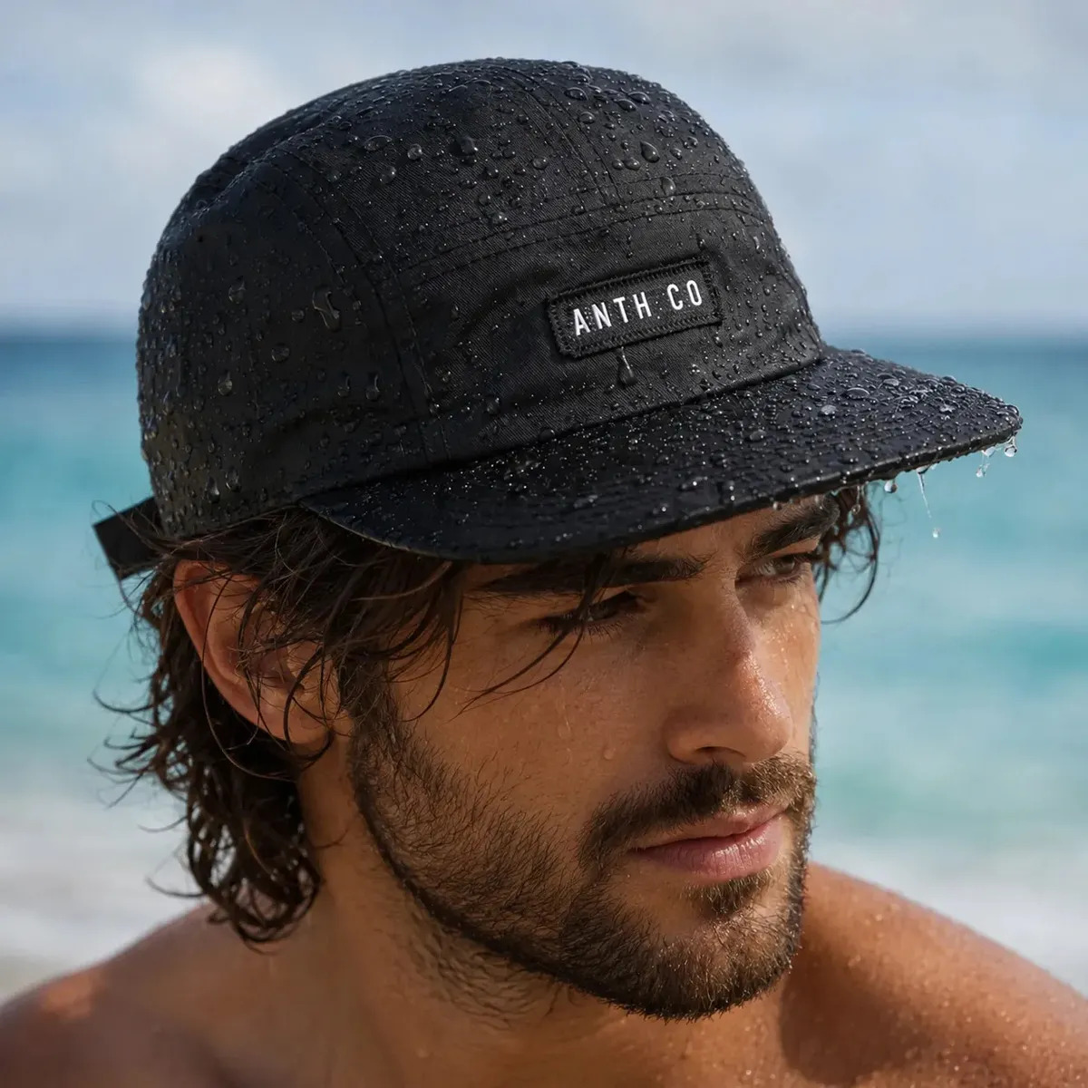 Boné Aba Reta Five Panel Evasecret Water Strapback Impermeável Preto