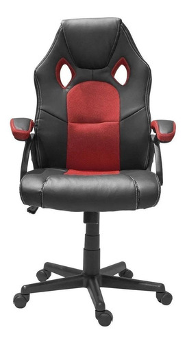 Silla de escritorio Top Living Mega-spectrum gamer ergonómica  negra y roja con tapizado de cuero sintético y mesh