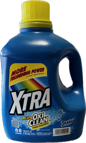 Detergente Xtra Plus Oxi Clean 4.03l 88 Cargas De Lavado