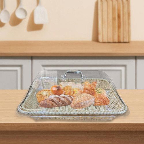 L Cesta De Pan Tejida Con Tapa Y Bandeja (40 X 30 X 15 Cm),