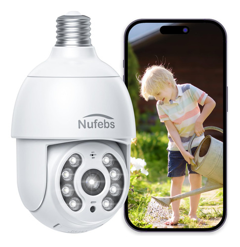 Nufebs Camara De Seguridad De Bombilla De 1080p/2mp 2.4g Wif