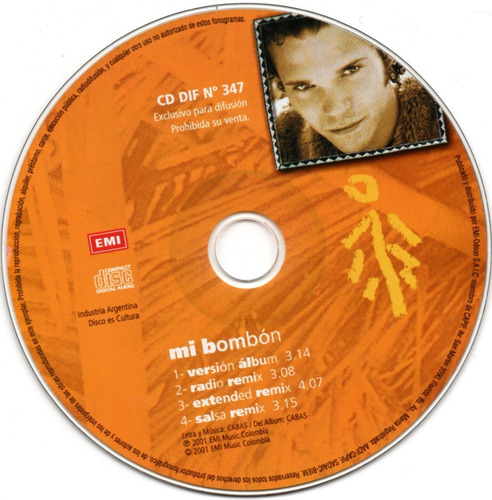 Andres Cabas - Mi Bombon (2001) Cd Single Promo Orig Remixes 14