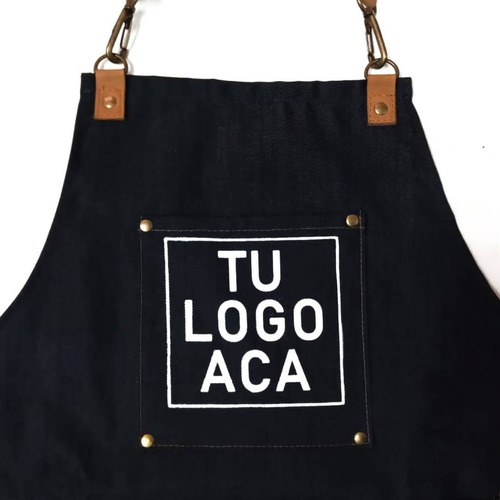 Delantal De Jean Y Cuero Estampado Con Tu Logo X 10 Unidades
