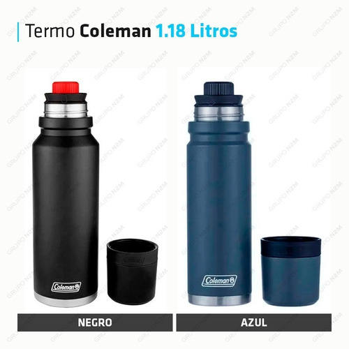 Imagen 4 de 10 de Termo Coleman Matero De Acero Inoxidable 1.18 L Negro / Azul