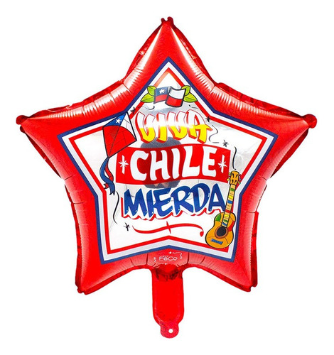 Globo Metálico Estrella Viva Chile X 4 Cotillón Activarte